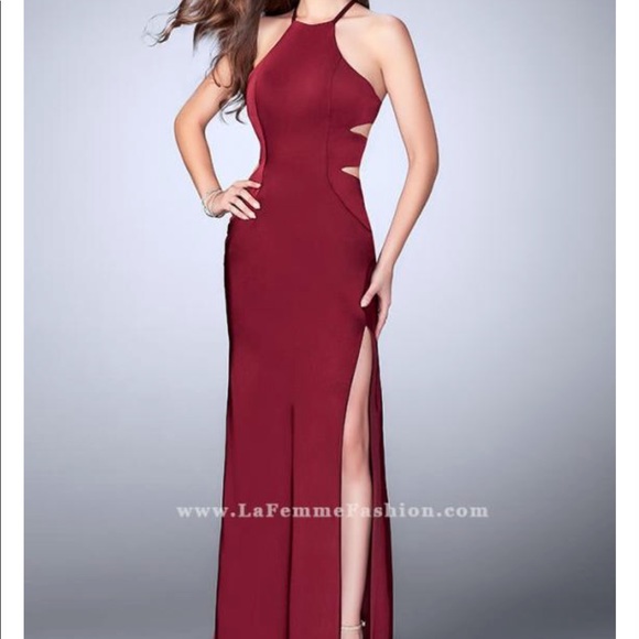 La Femme High Neck Open Back Formal Dress 24380 - Picture 2 of 5